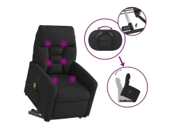 New Poltrona de massagens reclinável elevatória tecido SHL482331 Preto