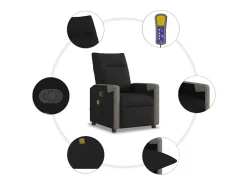 Hot Poltrona de massagens reclinável tecido SHL46683 Preto