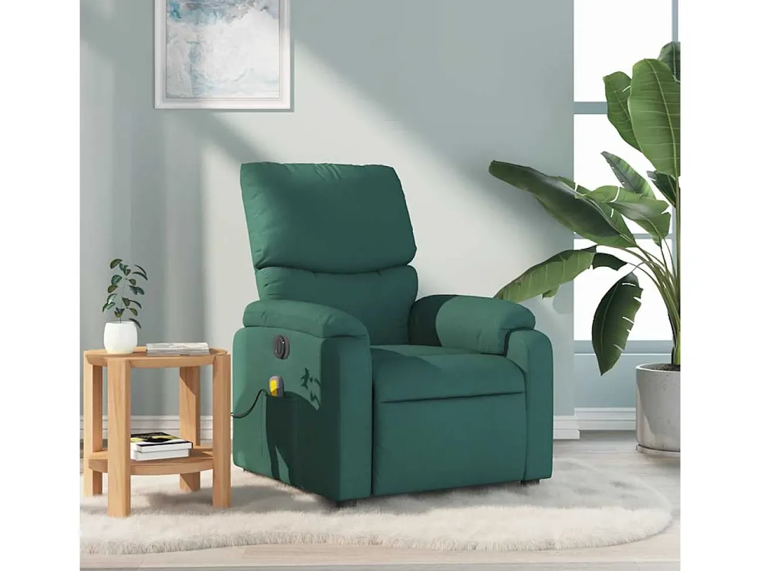 Poltrona de massagens reclinável tecido verde-escuro SHL170793^ Poltrona