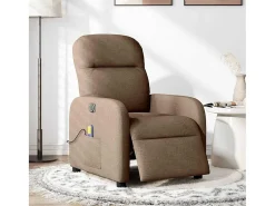 Poltrona*vidaxl Poltrona de massagens reclinável elétrica tecido Castanho