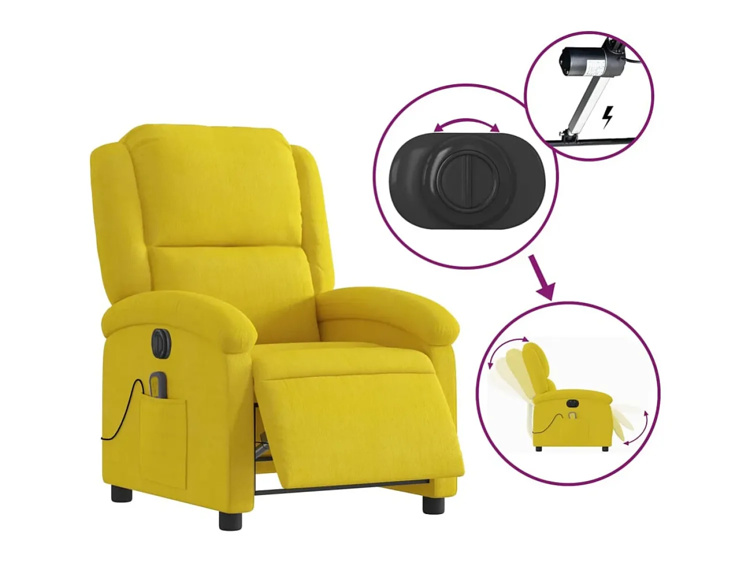 Poltrona de massagens reclinável elétrica veludo SHL566621^ Poltrona