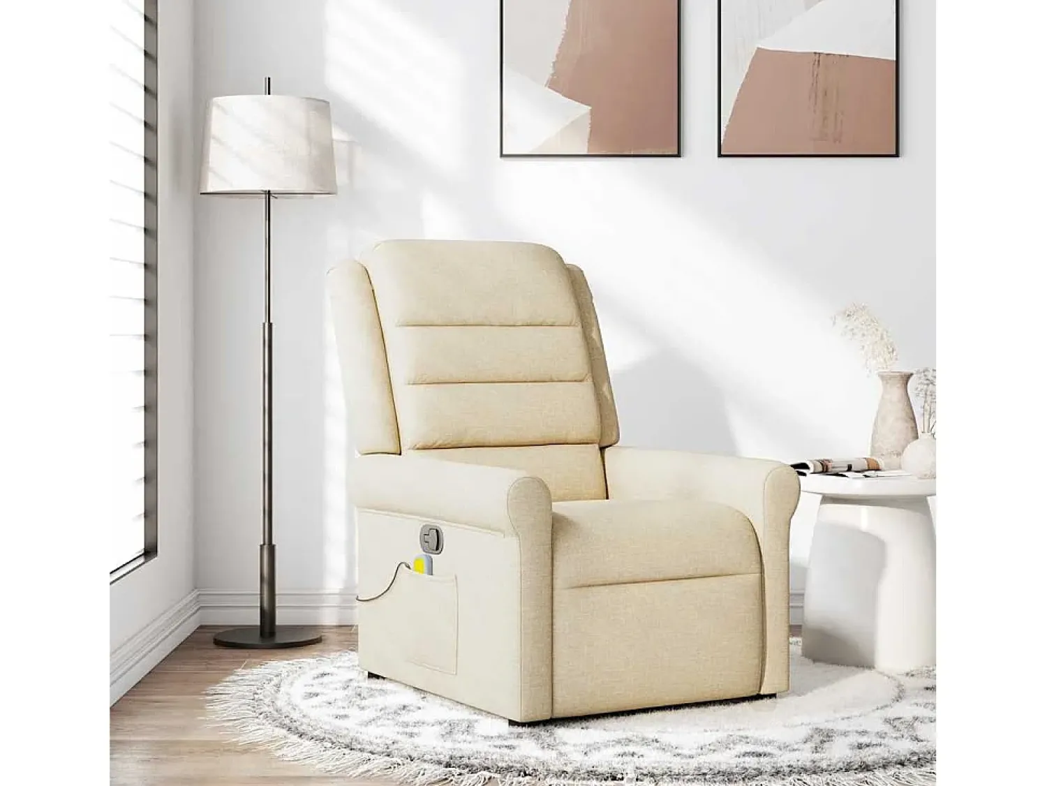 Clearance Poltrona de massagens reclinável tecido cor SHL214236 Creme