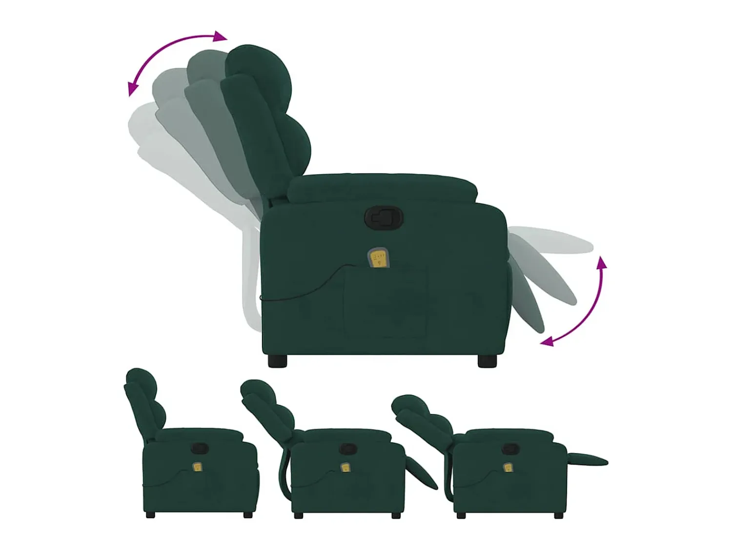 Poltrona de massagens reclinável veludo verde-escuro SHL507135^ Poltrona