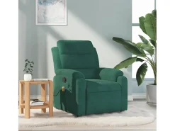 Poltrona de massagens reclinável veludo verde-escuro SHL507135^ Poltrona