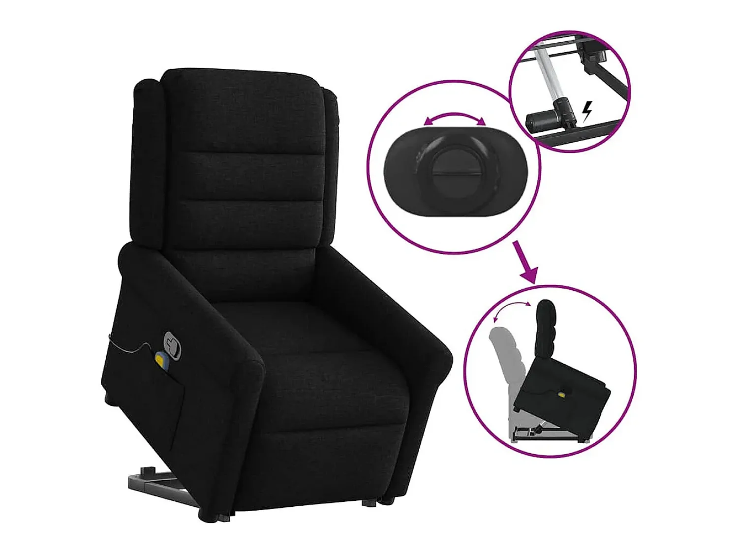 Poltrona* Poltrona de massagens reclinável elevatória tecido SHL217118 Preto