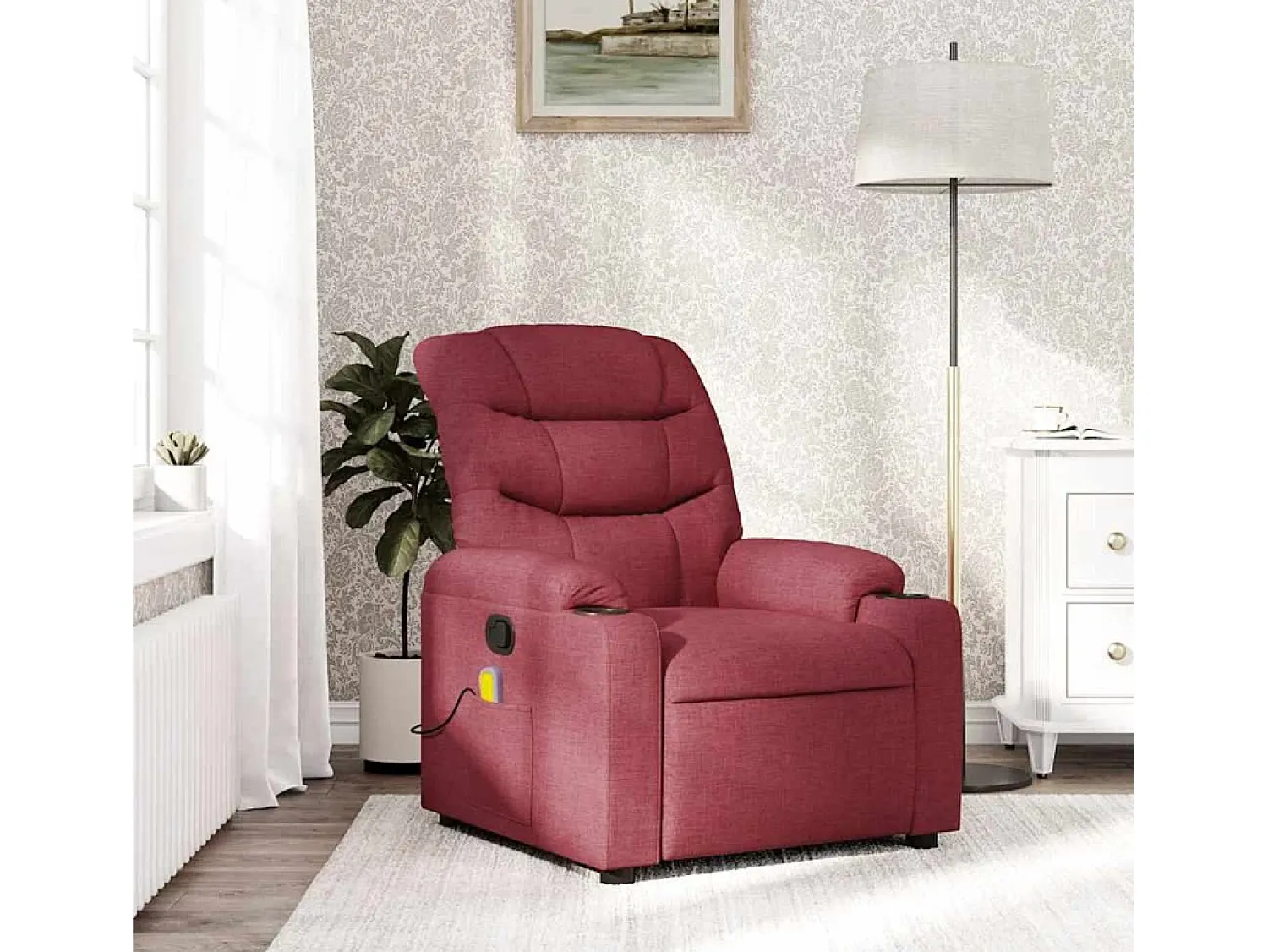 Poltrona de massagens reclinável tecido tinto SHL965311^ Poltrona