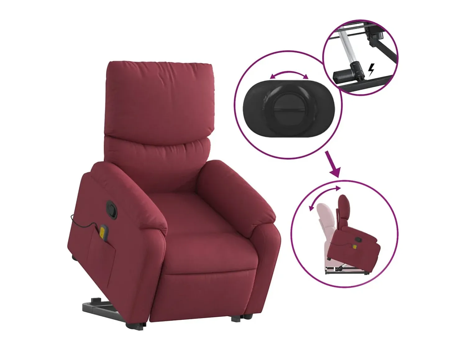 Poltrona| Poltrona de massagens reclin. elevatória tecido tinto SHL307500 Vermelho