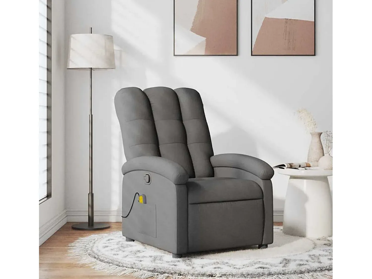 Poltrona de massagens reclinável tecido cinzento-escuro SHL404821^ Poltrona