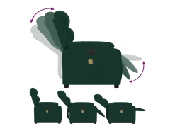 vidaxl Poltrona de massagens reclinável elétrica veludo -escuro Verde