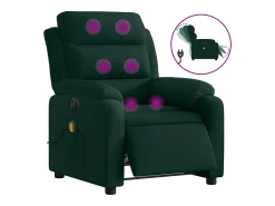 vidaxl Poltrona de massagens reclinável elétrica veludo -escuro Verde
