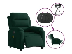 vidaxl Poltrona de massagens reclinável elétrica veludo -escuro Verde