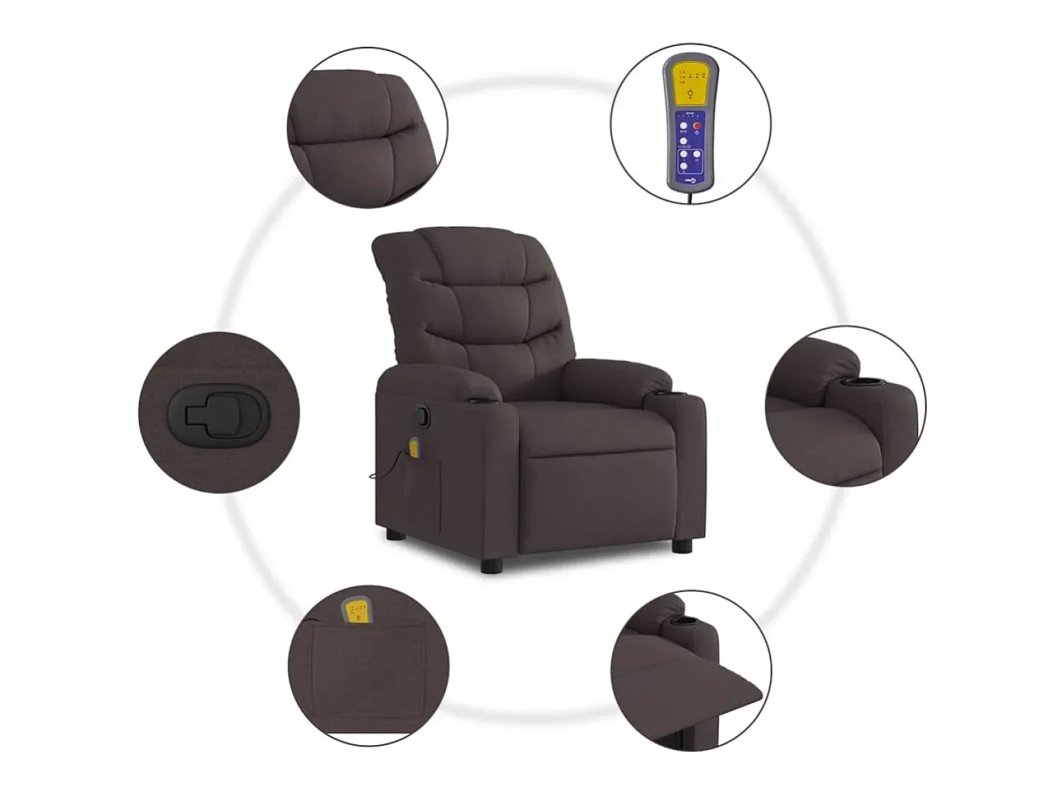 Poltrona| Poltrona de massagens reclinável tecido -escuro SHL669866 Castanho