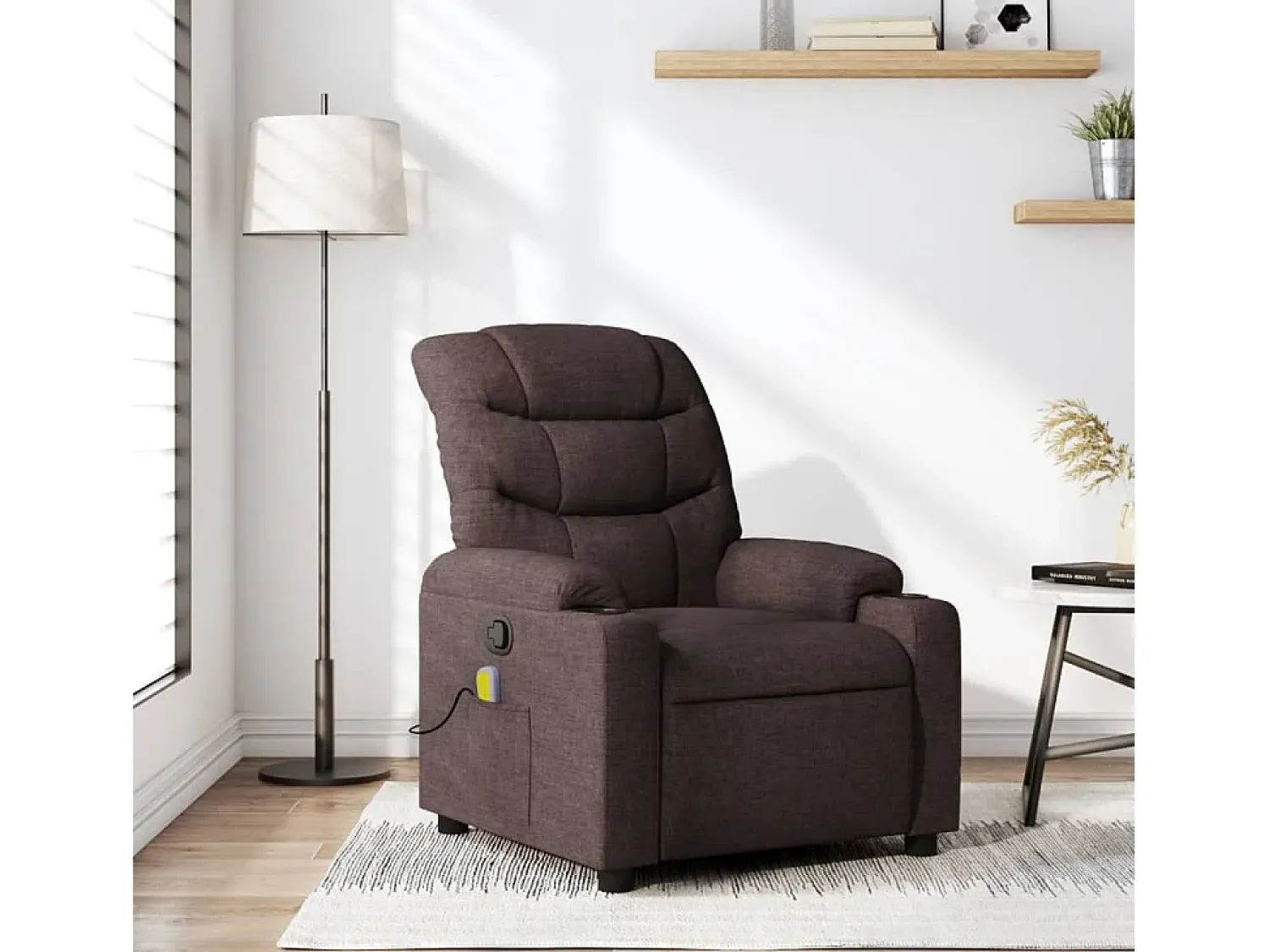 Poltrona| Poltrona de massagens reclinável tecido -escuro SHL669866 Castanho