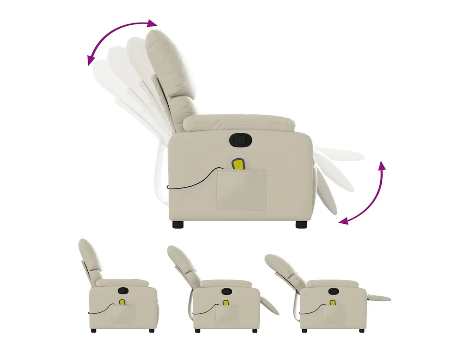 vidaxl Poltrona de massagens reclinável couro artificial cor^ Poltrona