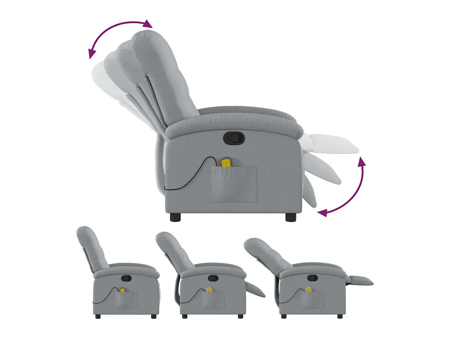 Poltrona| Poltrona de massagens reclinável tecido -claro SHL325524 Cinzento