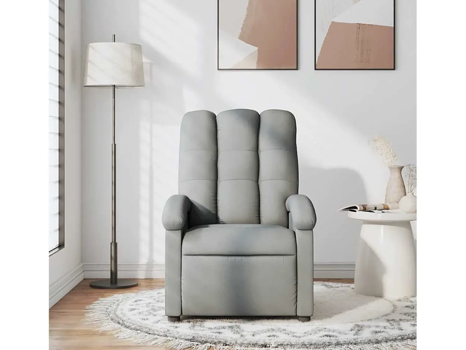 Poltrona| Poltrona de massagens reclinável tecido -claro SHL325524 Cinzento