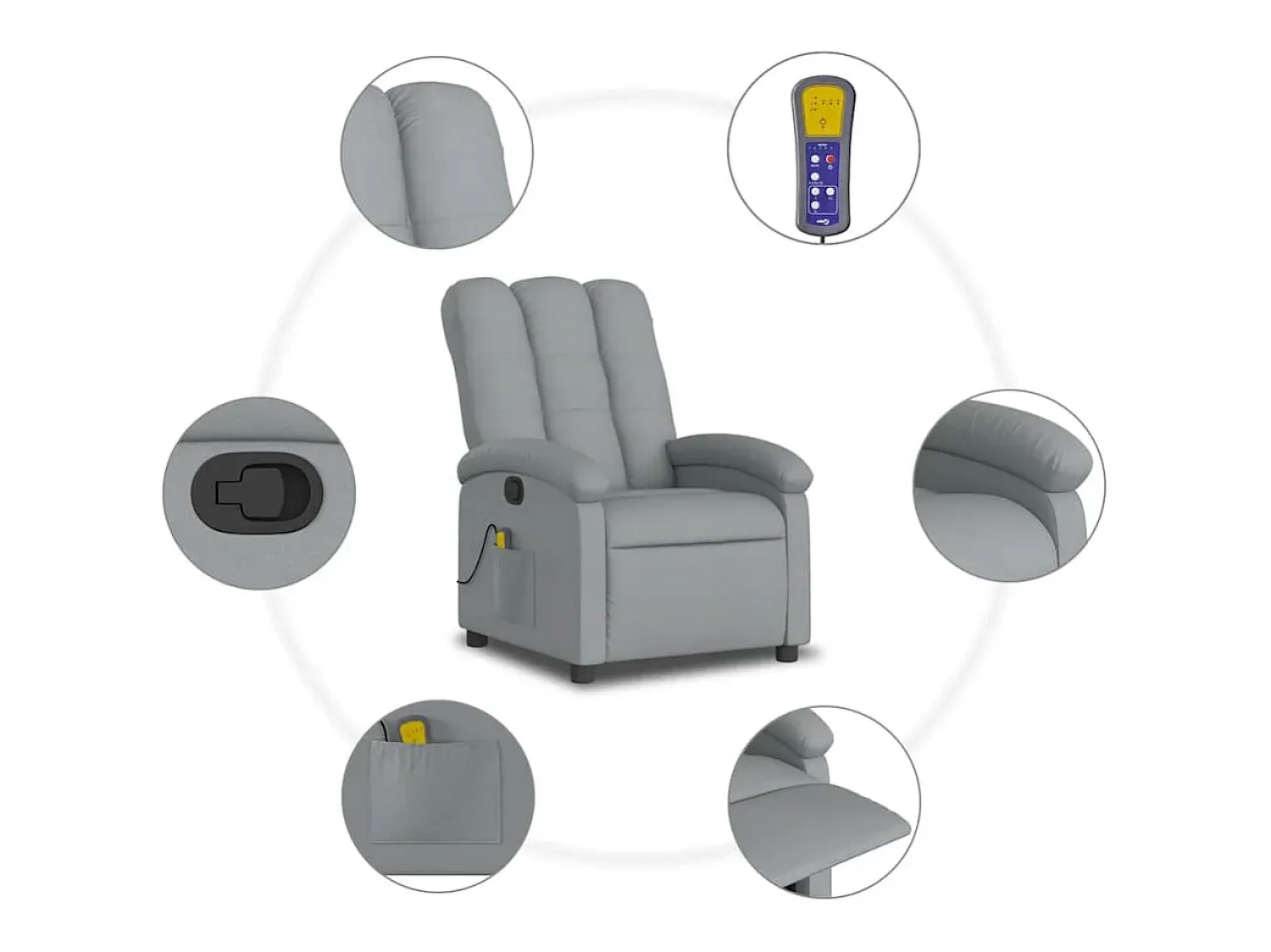 Poltrona| Poltrona de massagens reclinável tecido -claro SHL325524 Cinzento
