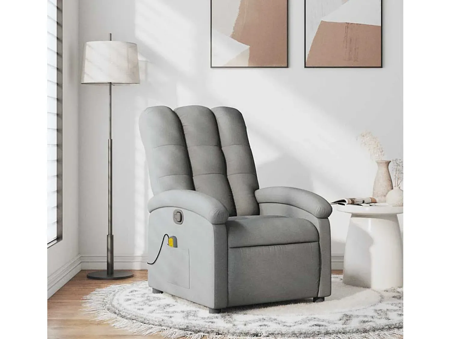 Poltrona| Poltrona de massagens reclinável tecido -claro SHL325524 Cinzento