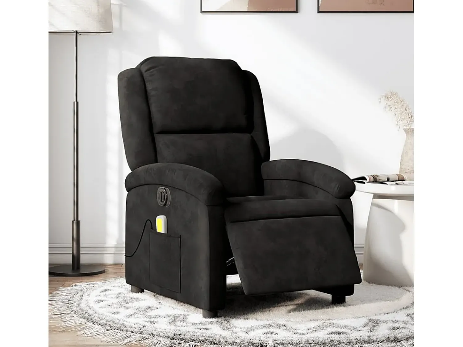 Poltrona| Poltrona de massagens reclinável elétrica veludo SHL662731 Preto