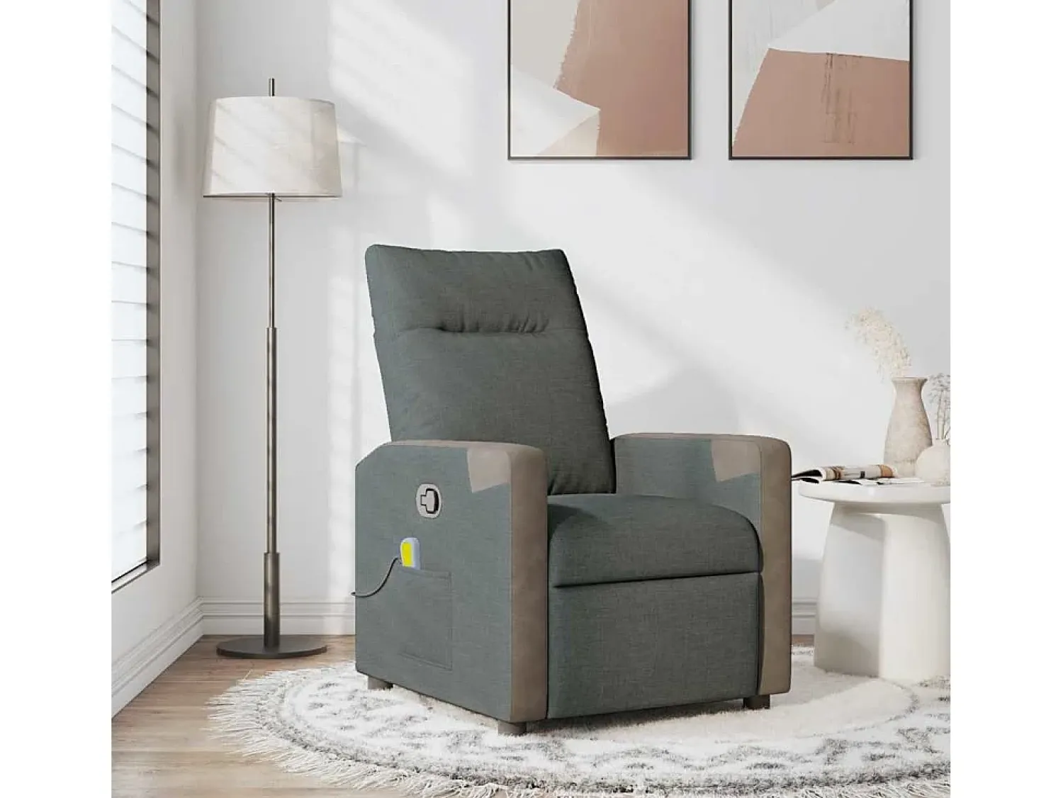 Poltrona de massagens reclinável tecido cinzento-escuro SHL477035^ Poltrona