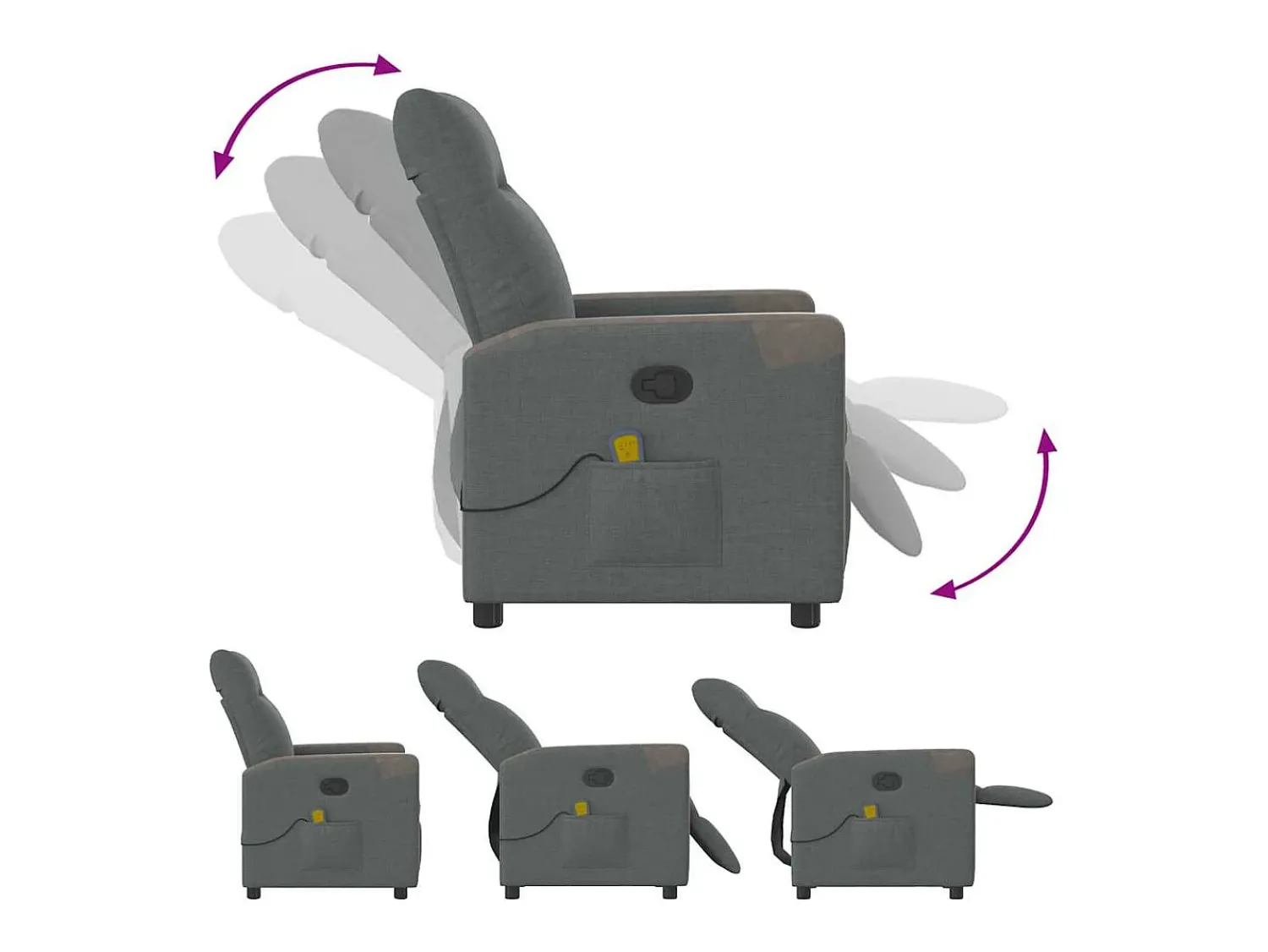 Poltrona de massagens reclinável tecido cinzento-escuro SHL477035^ Poltrona