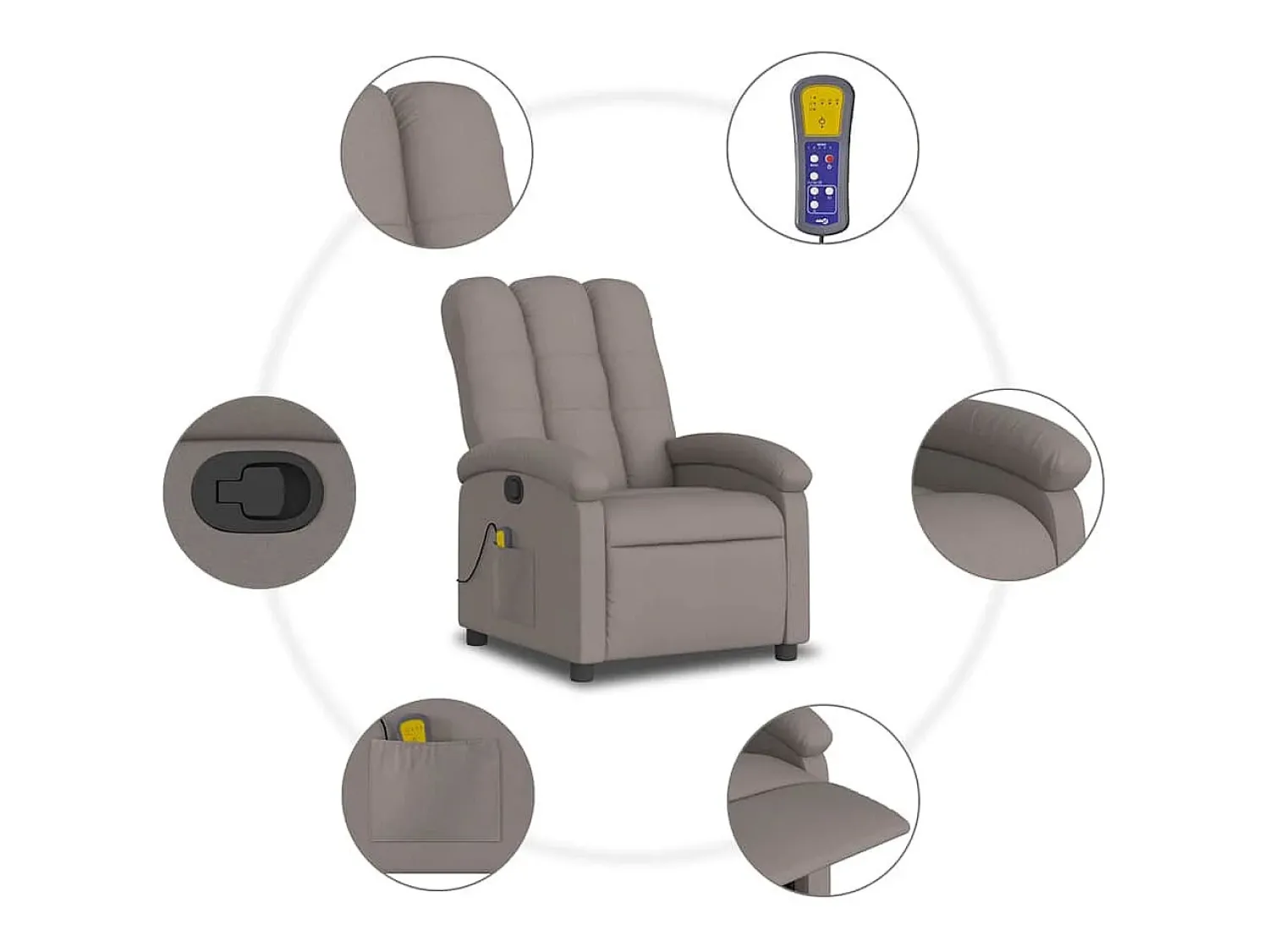 Poltrona* Poltrona de massagens reclinável tecido cinzento-acastanhado SHL526548 Taupe