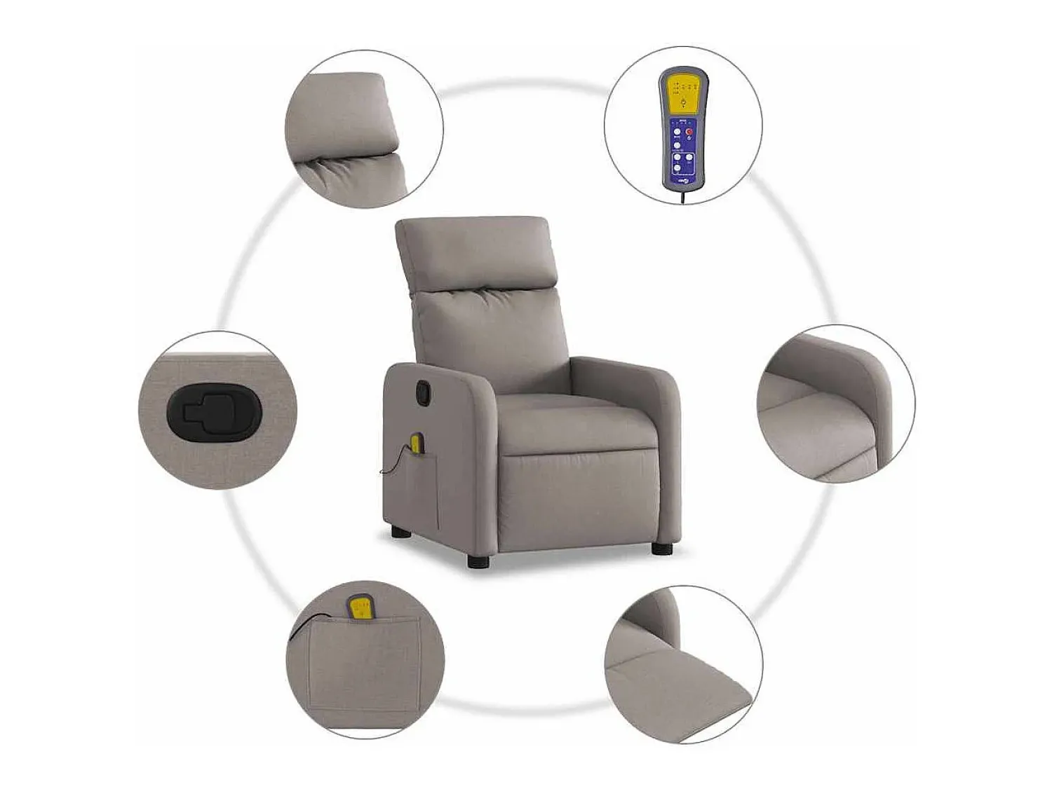 Poltrona* Poltrona de massagens reclinável tecido cinzento-acastanhado SHL616885 Taupe