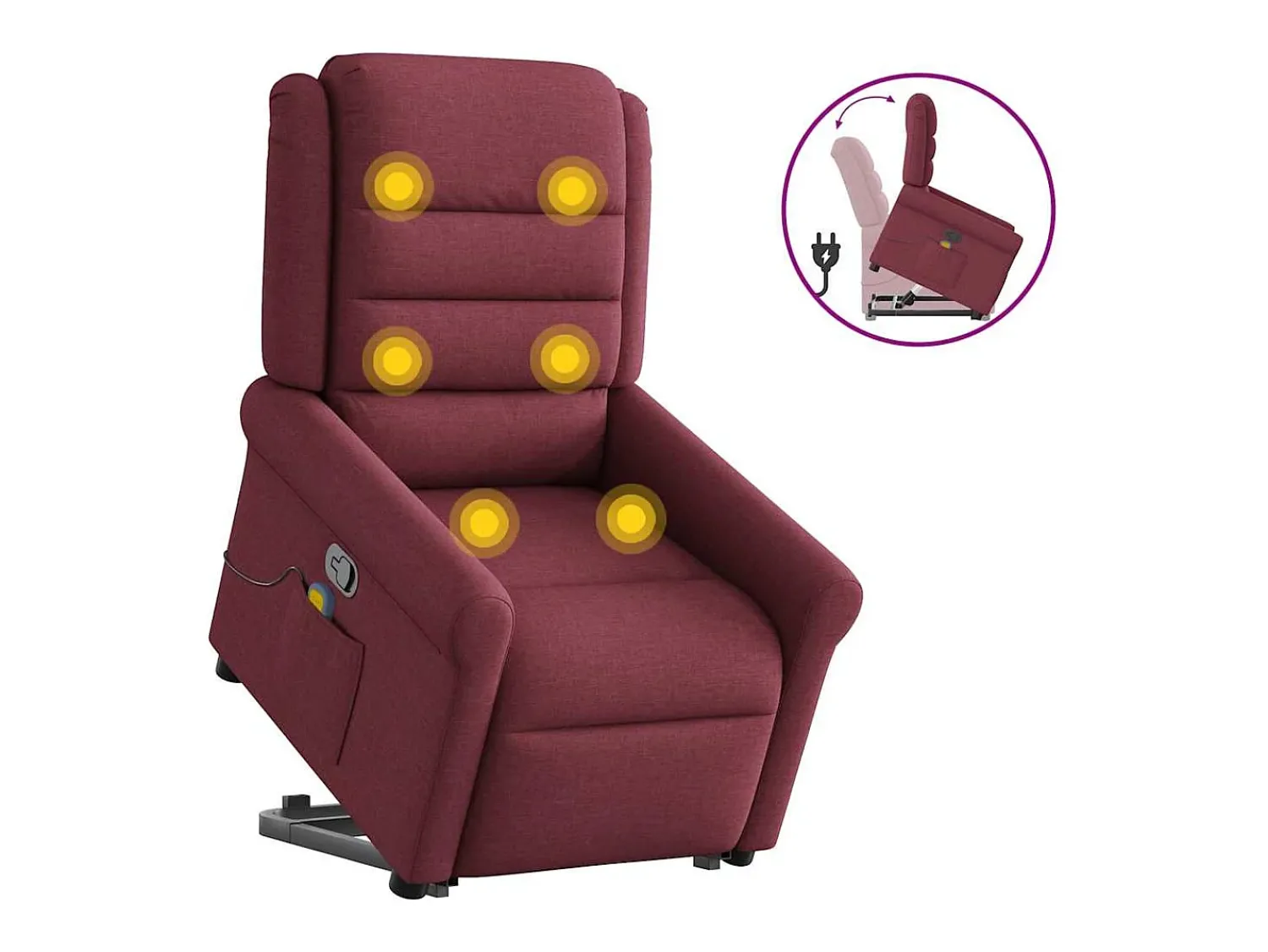 Poltrona* Poltrona de massagens reclin. elevatória tecido tinto SHL786242 Vermelho