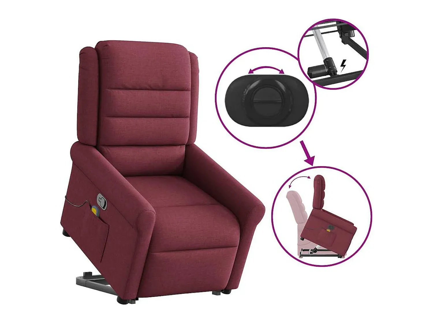 Poltrona* Poltrona de massagens reclin. elevatória tecido tinto SHL786242 Vermelho