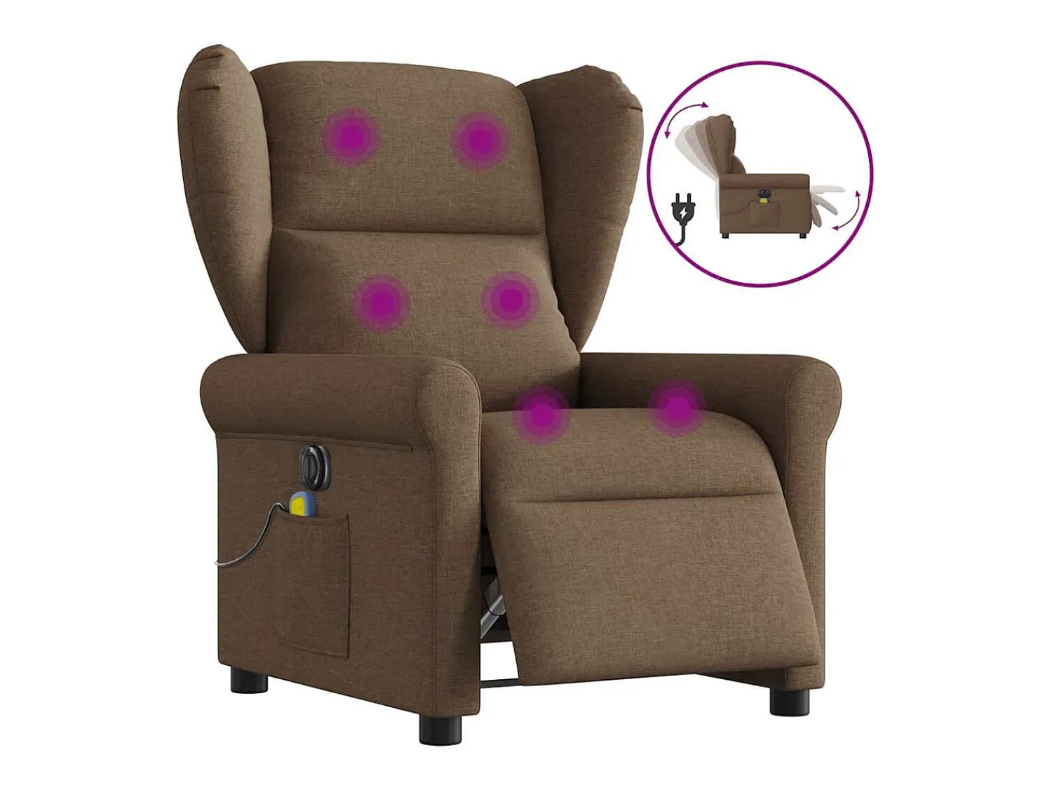 Poltrona| Poltrona de massagens reclinável elétrica tecido SHL114676 Castanho