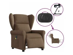 Poltrona| Poltrona de massagens reclinável elétrica tecido SHL114676 Castanho