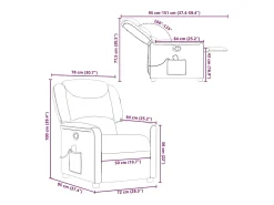 Poltrona*vidaxl Poltrona de massagens reclinável tecido Preto