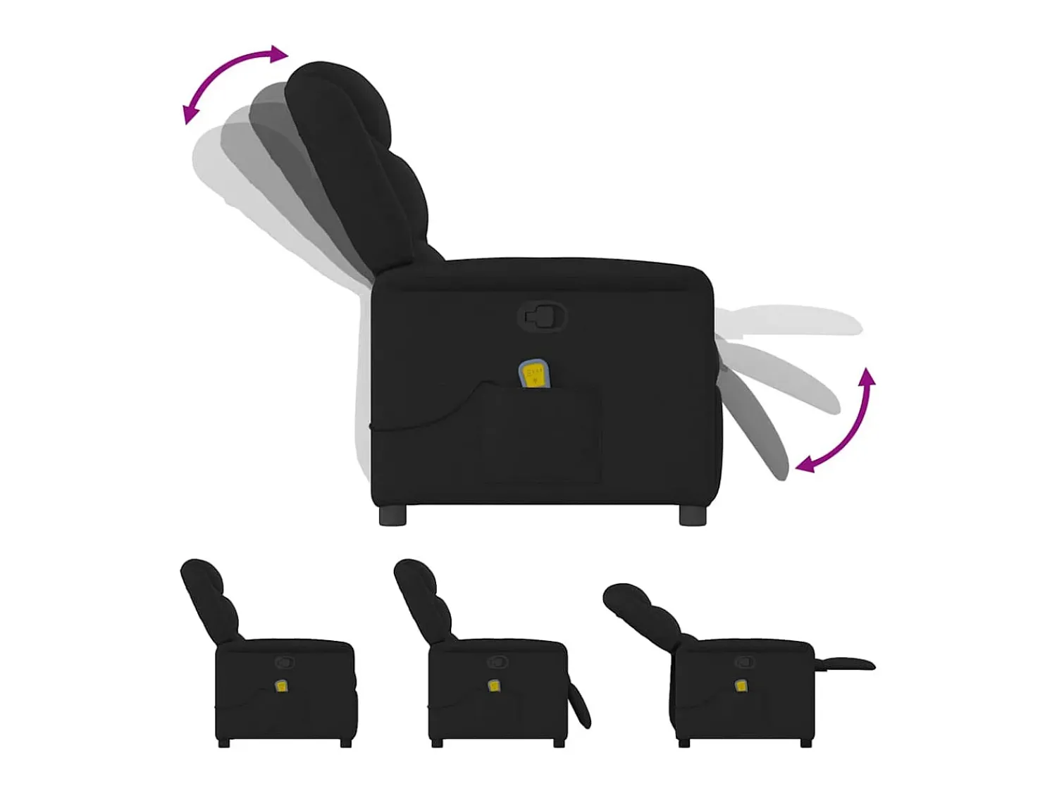 Poltrona*vidaxl Poltrona de massagens reclinável tecido Preto