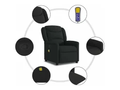 Poltrona*vidaxl Poltrona de massagens reclinável tecido Preto