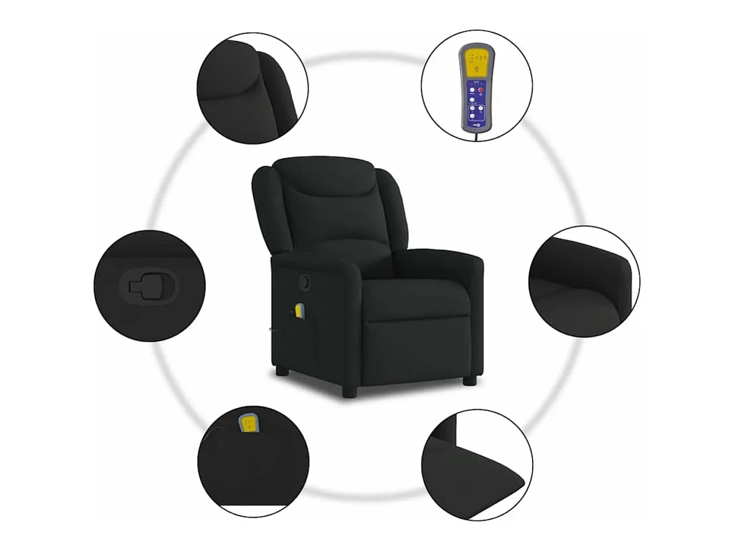 Poltrona*vidaxl Poltrona de massagens reclinável tecido Preto
