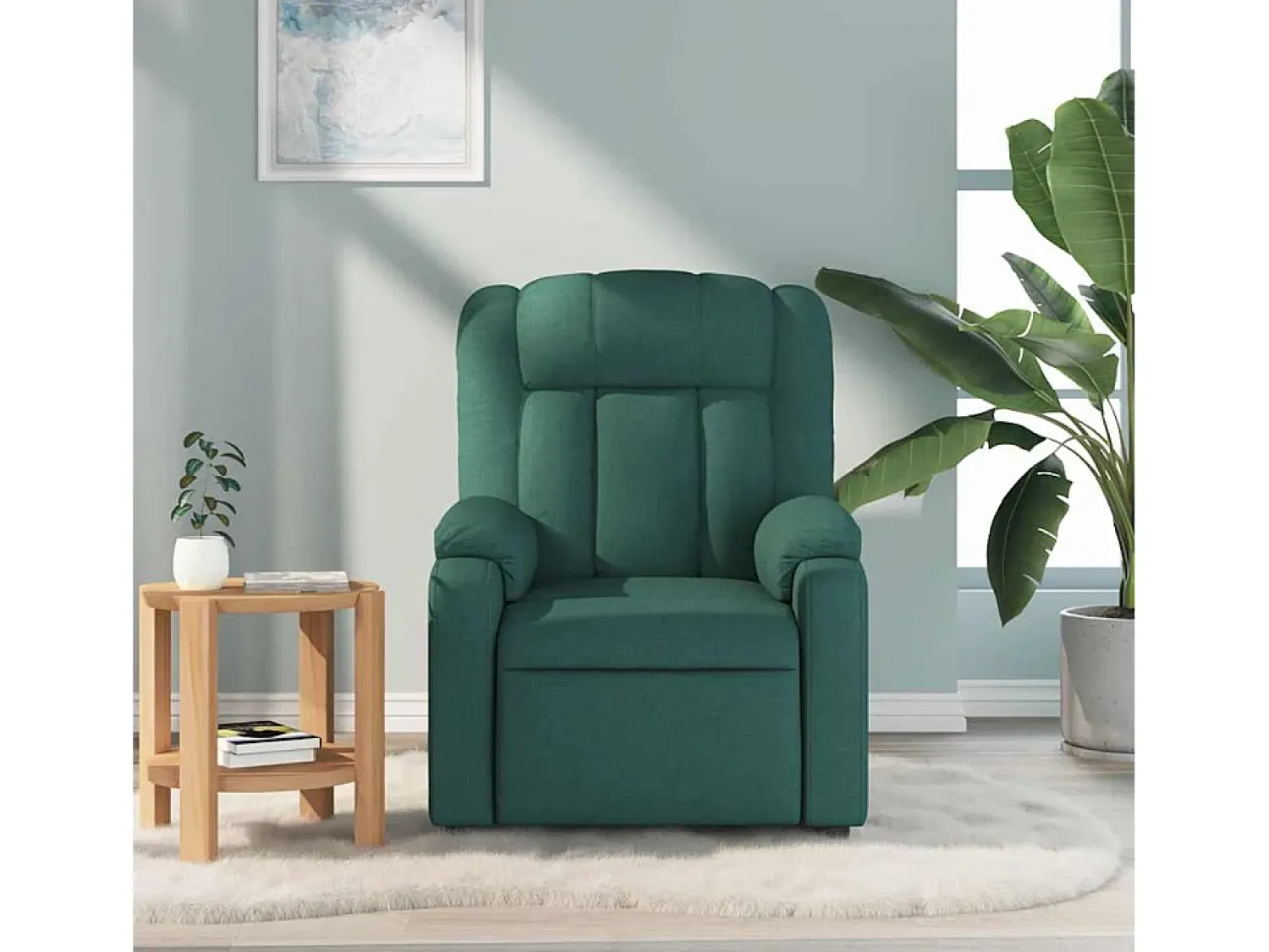 Poltrona de massagens reclinável tecido verde-escuro SHL321202^ Poltrona