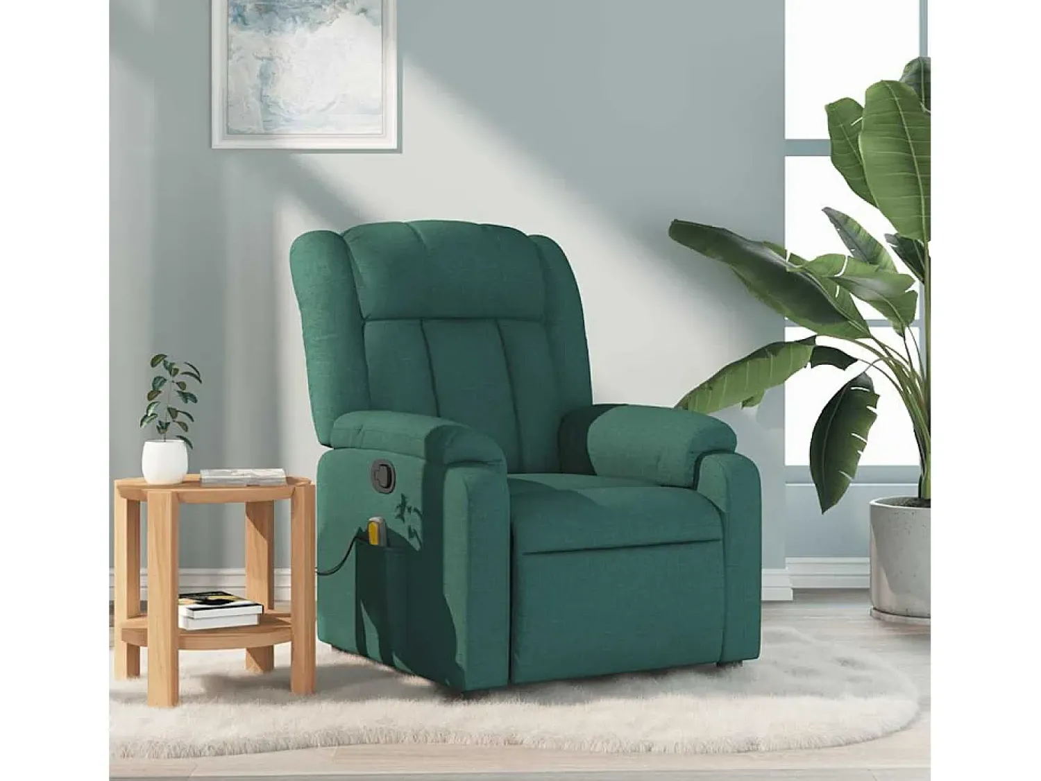 Poltrona de massagens reclinável tecido verde-escuro SHL321202^ Poltrona