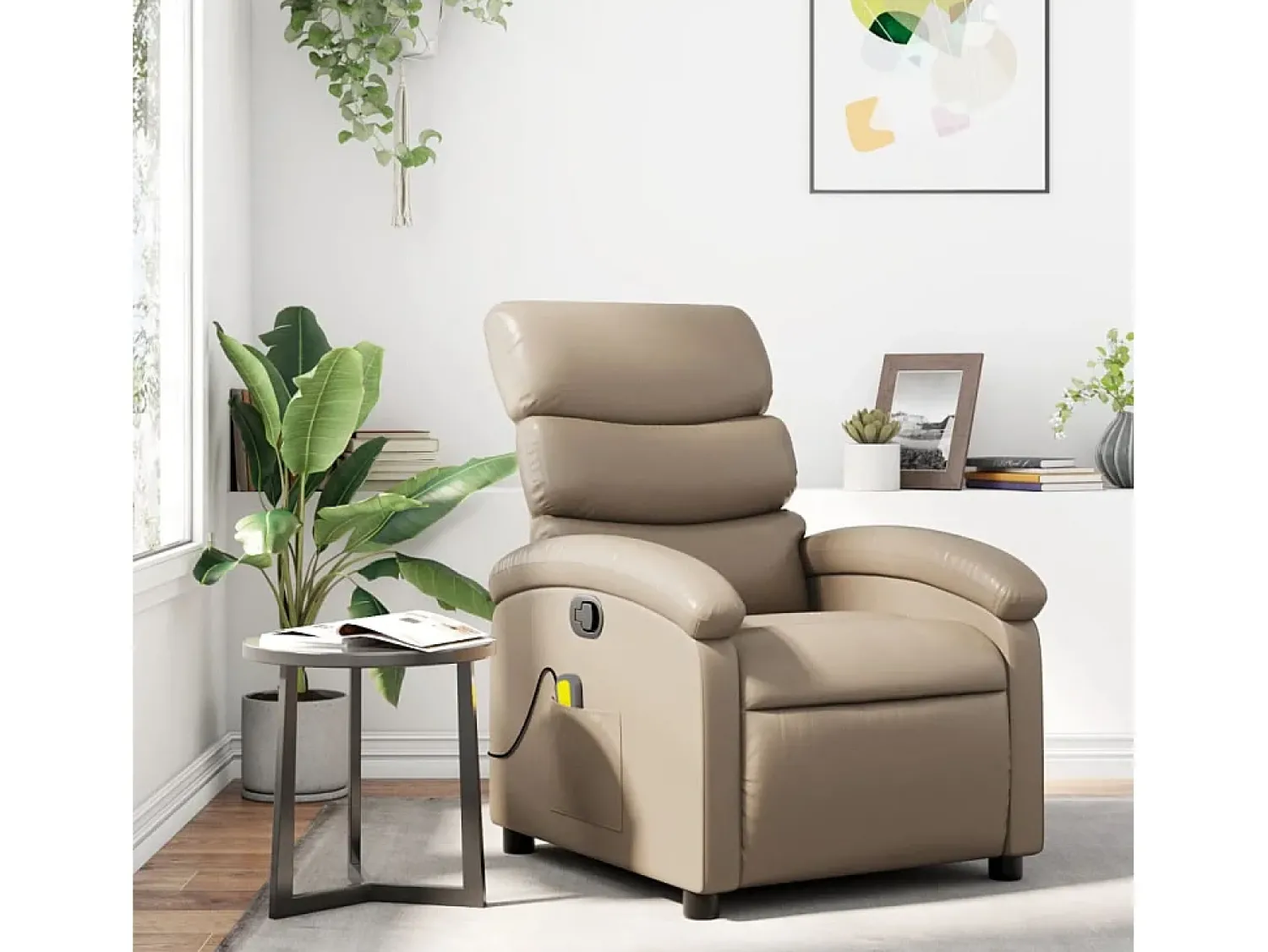 Poltrona de massagens reclinável couro artificial cappuccino SHL437636^ Poltrona