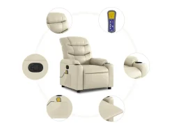 Poltrona* Poltrona de massagens reclinável couro artificial cor SHL485583 Creme
