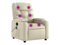 Poltrona*vidaxl Poltrona de massagens reclinável couro artificial cor Creme