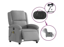 Discount Poltrona de massagens reclinável elétrica tecido -claro SHL385510 Cinzento