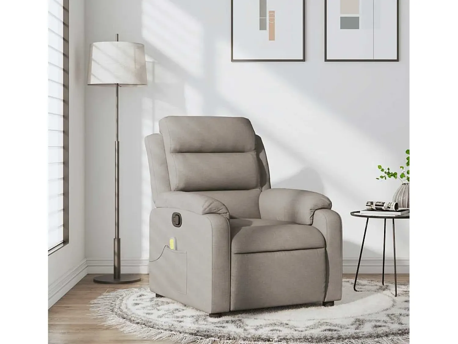 Poltrona| Poltrona de massagens reclinável tecido cinzento-acastanhado SHL161875 Taupe