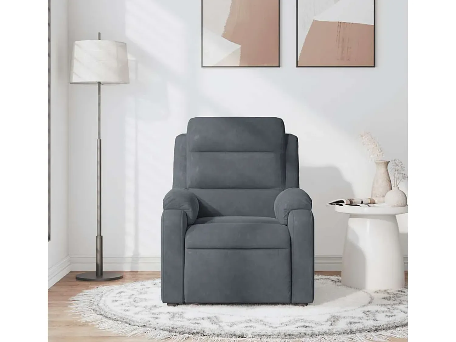 Online Poltrona de massagens reclinável veludo cinzento-escuro SHL66420 Cinza antracite