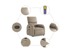 Clearance vidaxl Poltrona de massagens reclinável couro artificial cappuccino Castanho