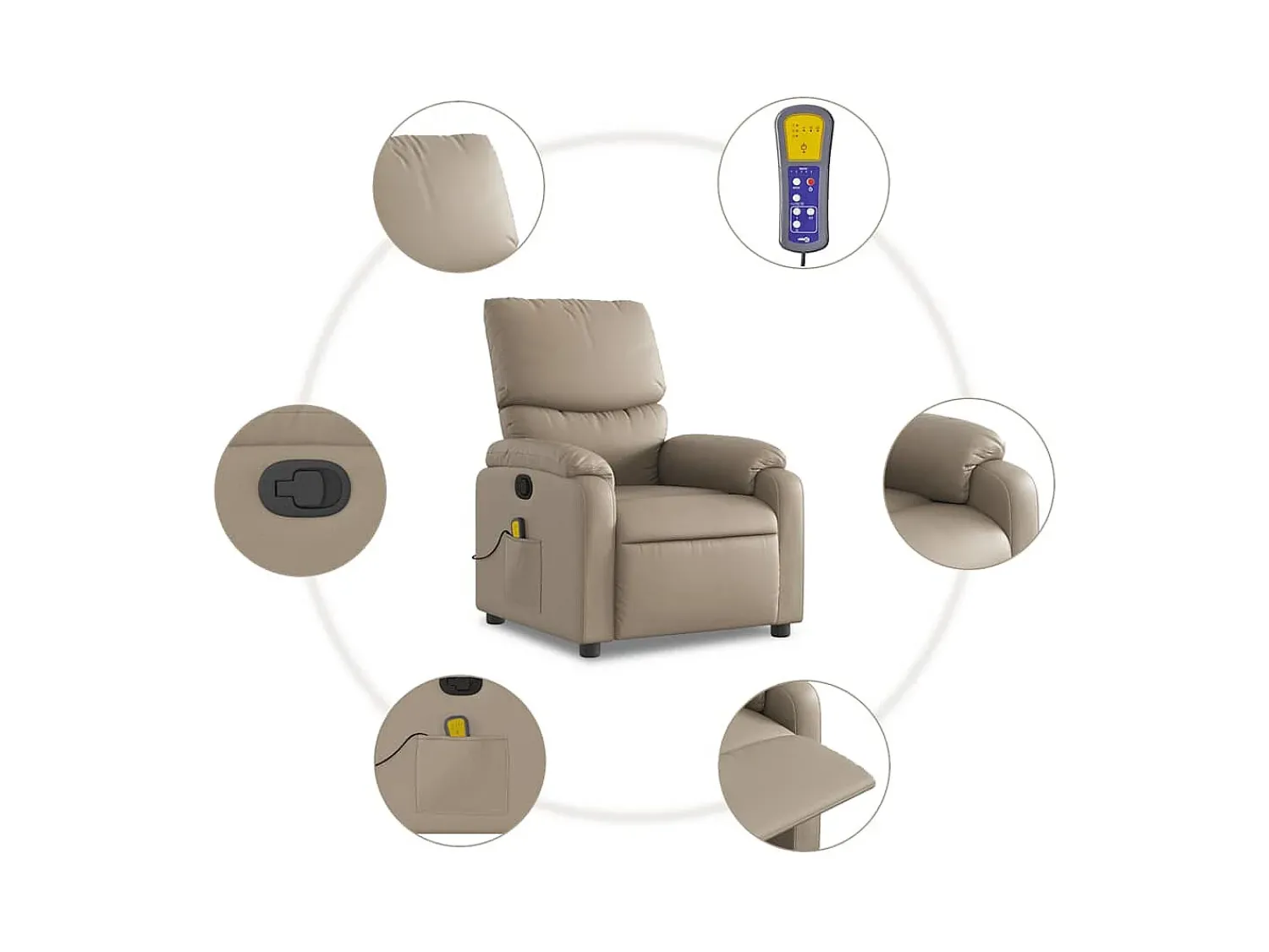 Clearance vidaxl Poltrona de massagens reclinável couro artificial cappuccino Castanho