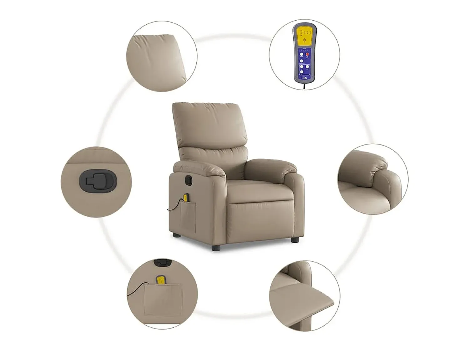 Clearance vidaxl Poltrona de massagens reclinável couro artificial cappuccino Castanho