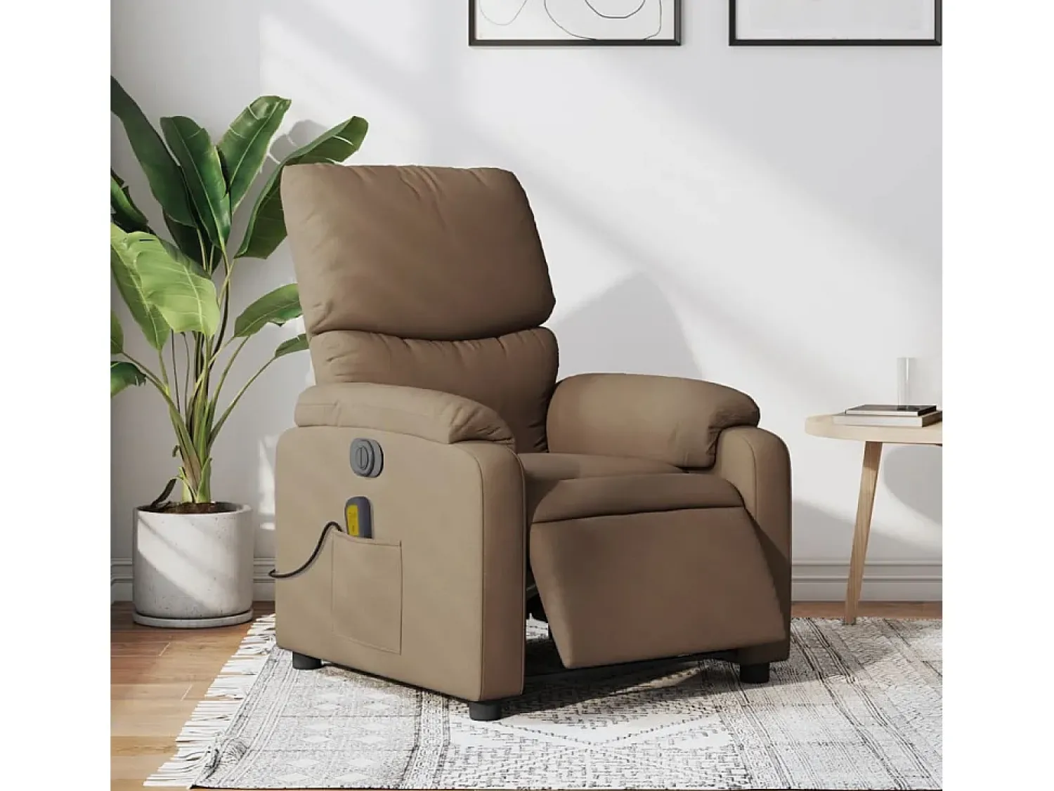 Poltrona| Poltrona de massagens reclinável elétrica tecido SHL927535 Castanho