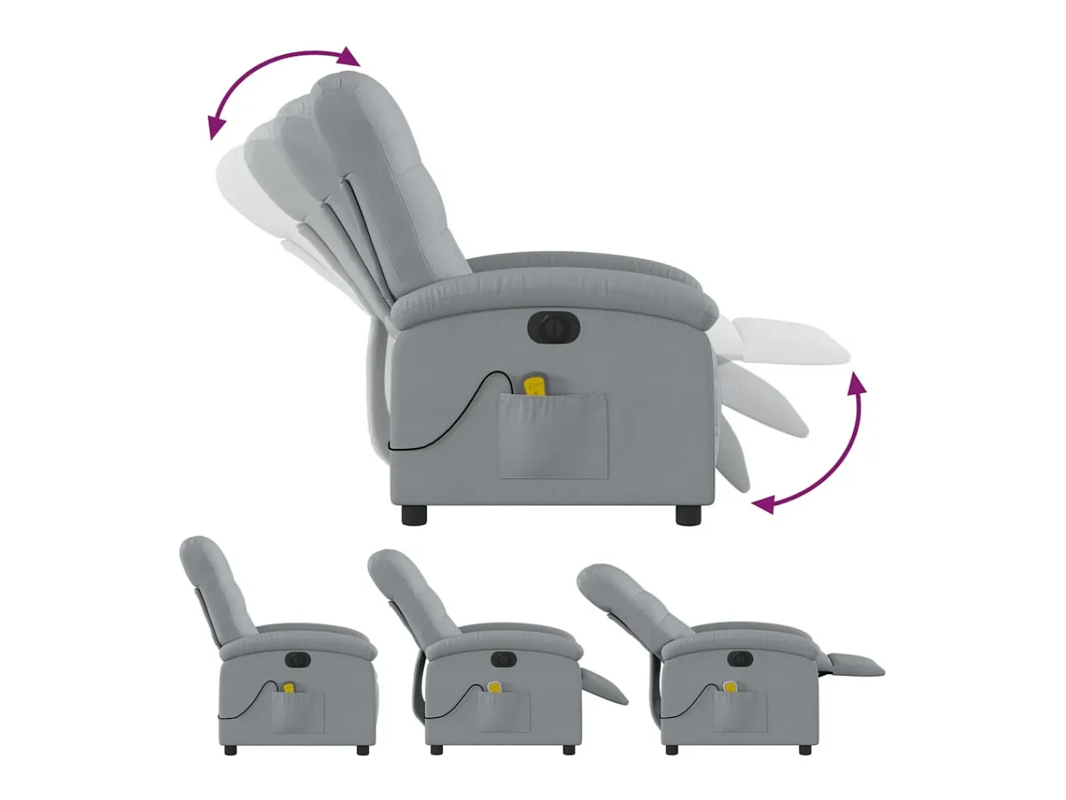 Poltrona de massagens reclinável elétrica tecido -claro SHL413070^ Poltrona
