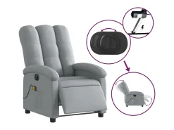 Poltrona de massagens reclinável elétrica tecido -claro SHL413070^ Poltrona