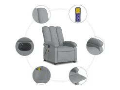 Poltrona de massagens reclinável elétrica tecido -claro SHL413070^ Poltrona